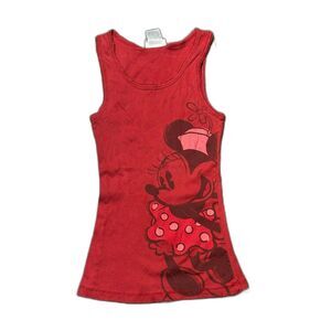 Vintage y2k minnie mouse jersey tank top ribbed raw hem walt disney cotton